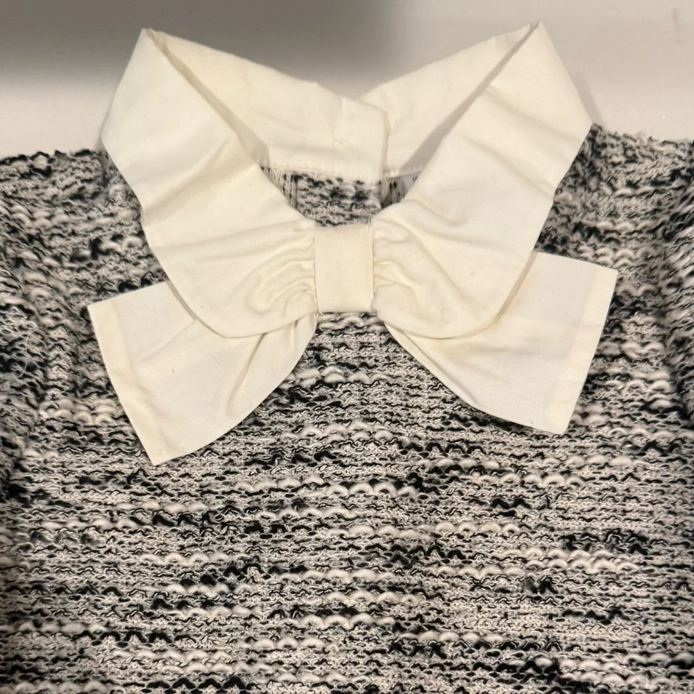 Janie and Jack Gray Tweed Dress with White Bow Collar Drop Waist Size 5